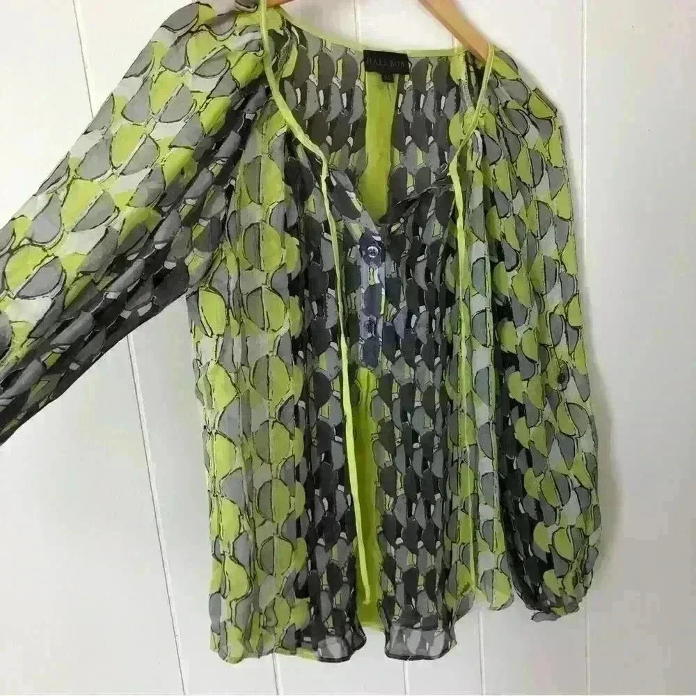 Hale Bob Multicolored Half Button Closure Silk To… - image 4